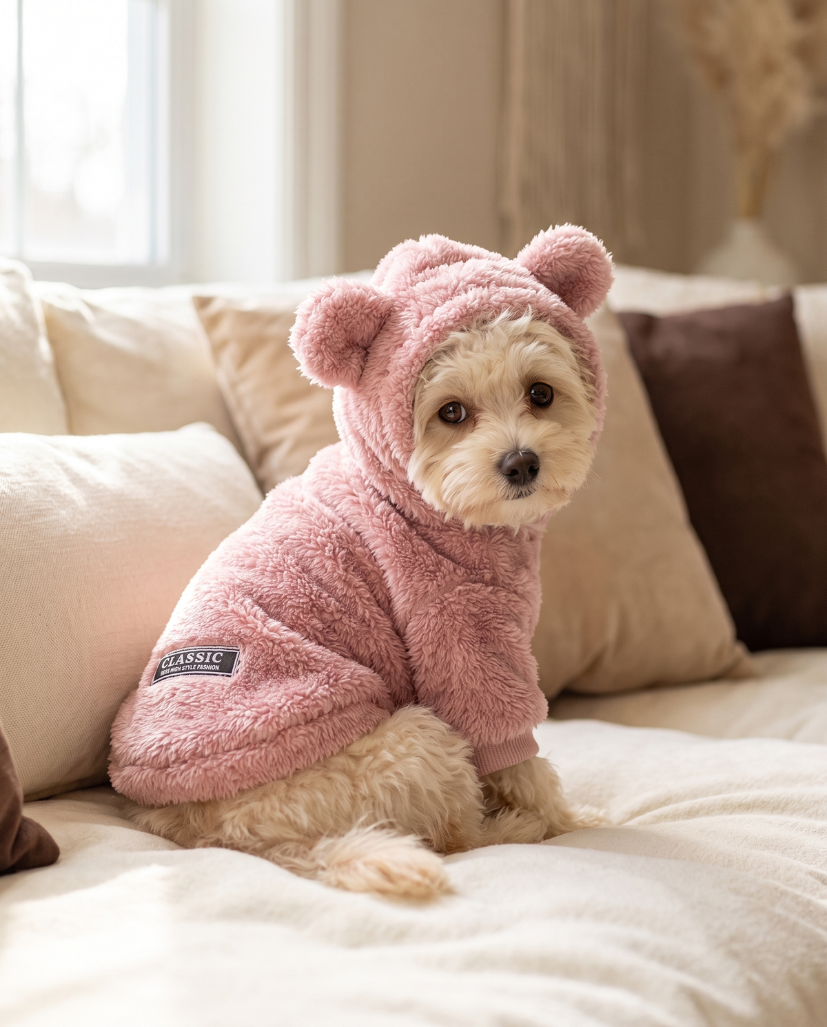 The Teddy Hoodie plush bear-ear dog hoodie