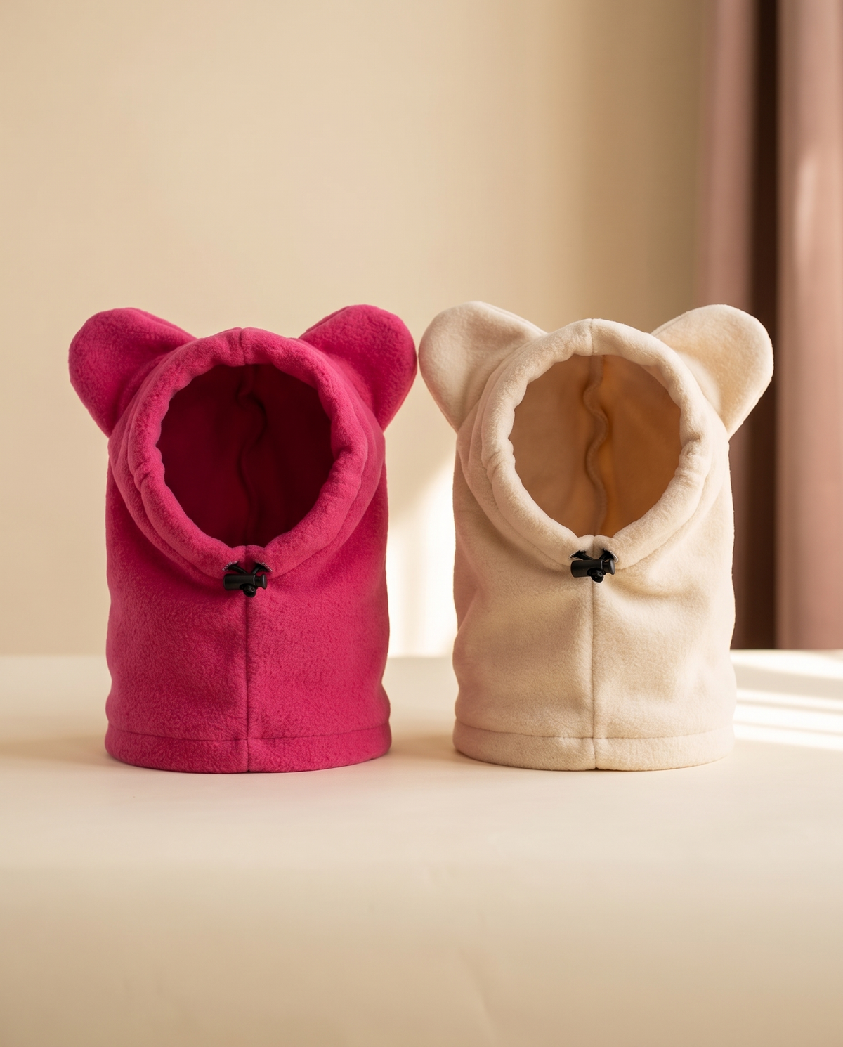 The Snuggle Hood in Berry and Oat